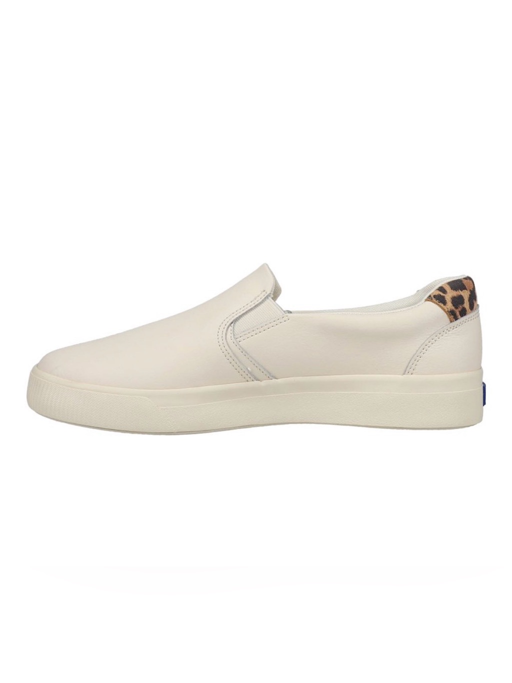 Keds Pursuit Slip-On Leather Sneaker In Classic White With Leopard Print. — image 7 of 8